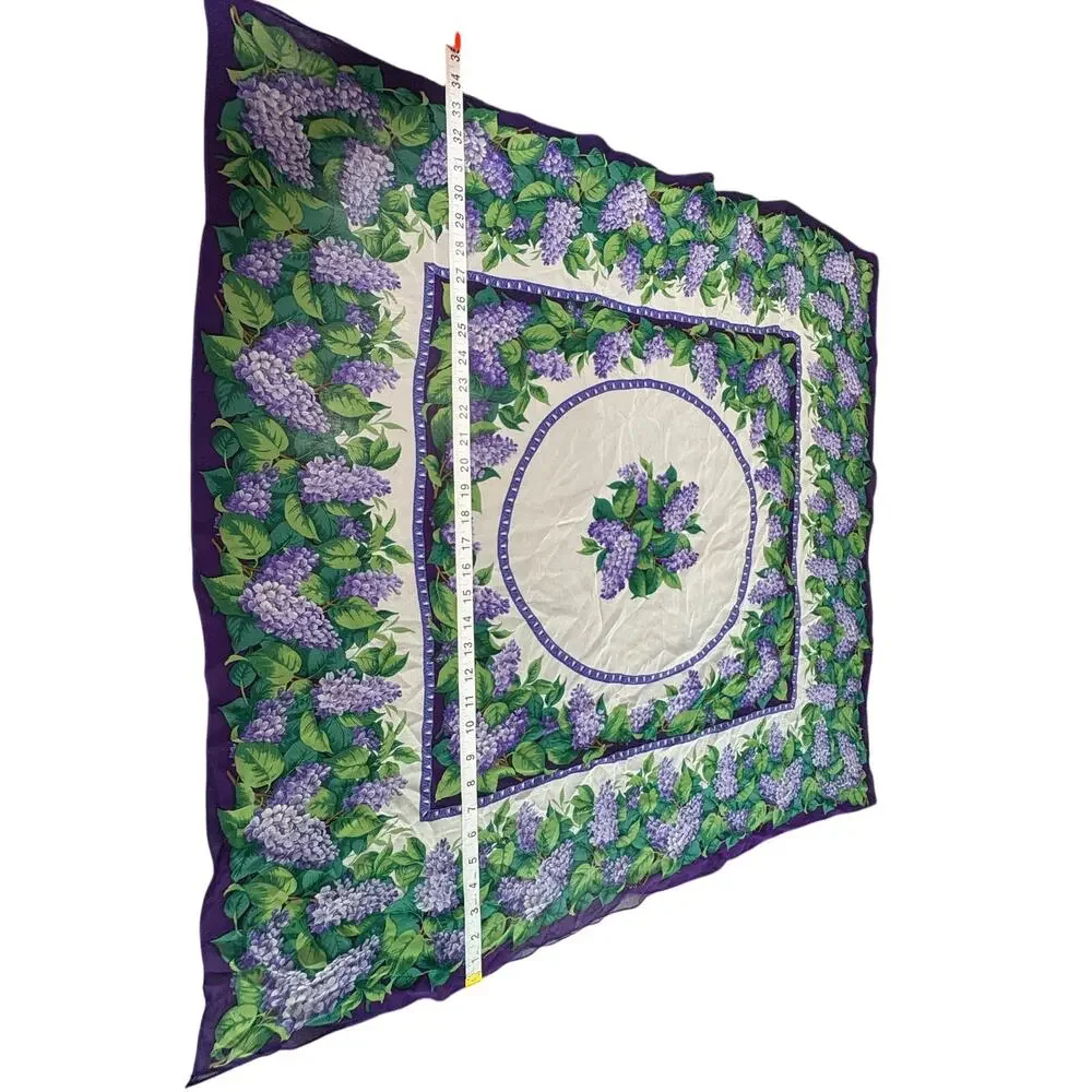 Vintage Silk Scarf- Museum of Fine Arts Boston- Lilacs Florals Purple  34x34
